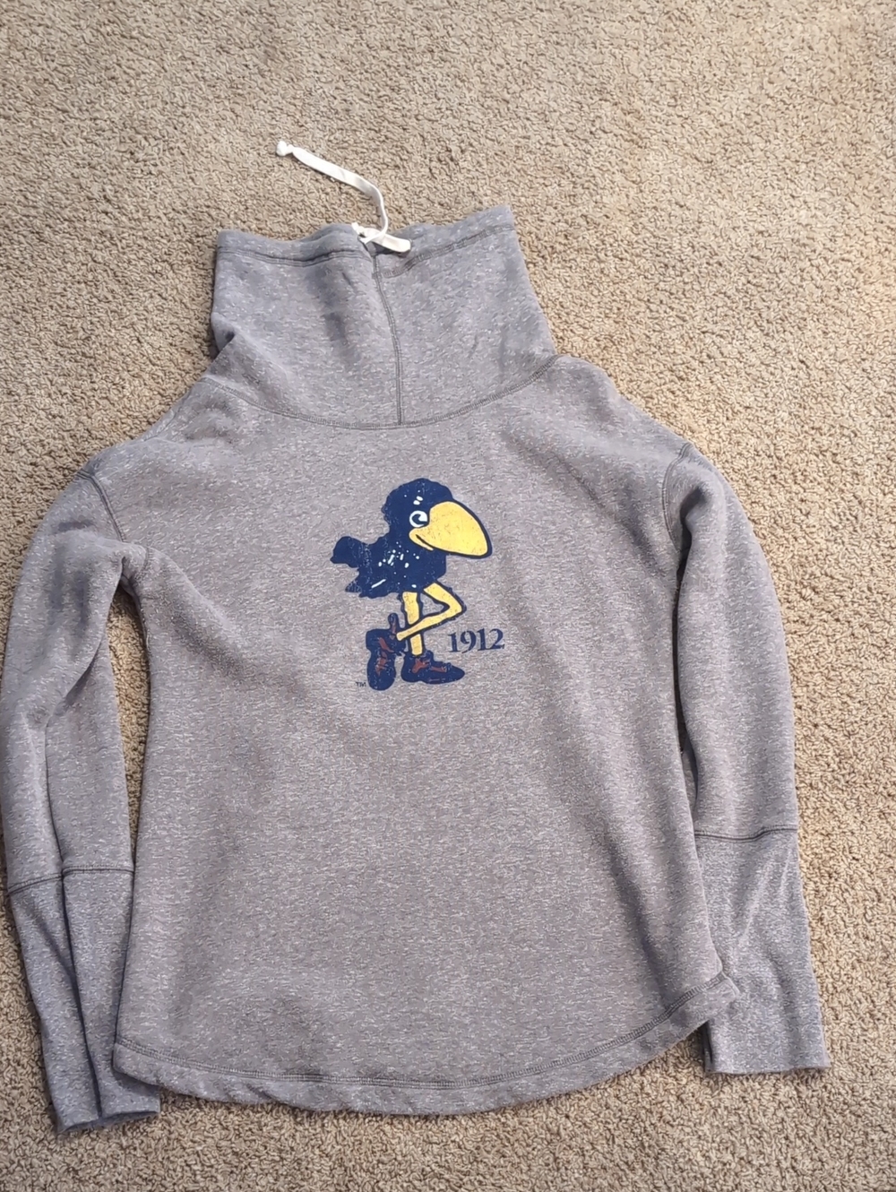 Gray Women's Pullover Hoodie with KU Jayhawk Graphic